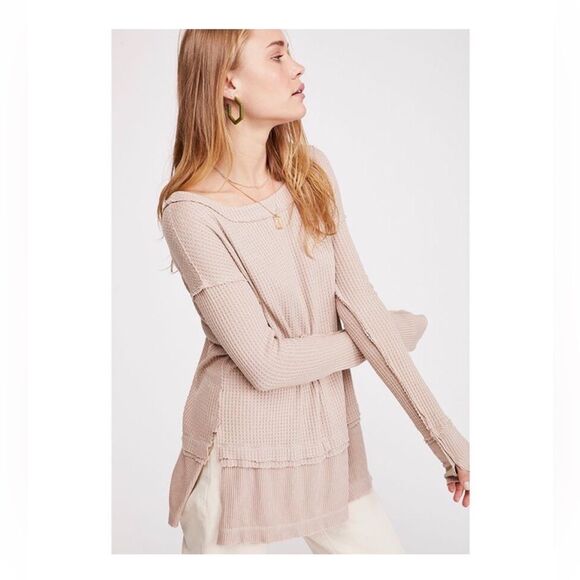 Free People North Shore Thermal Top Sand NWT size M - Picture 6 of 12